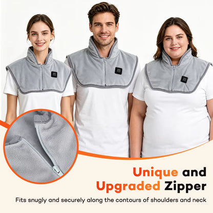 USB Heated Shoulder & Neck Wrap with 3 Temperature Settings – Electric 3-Zone Fast Heating Pad for Stiffness & Tension Relief