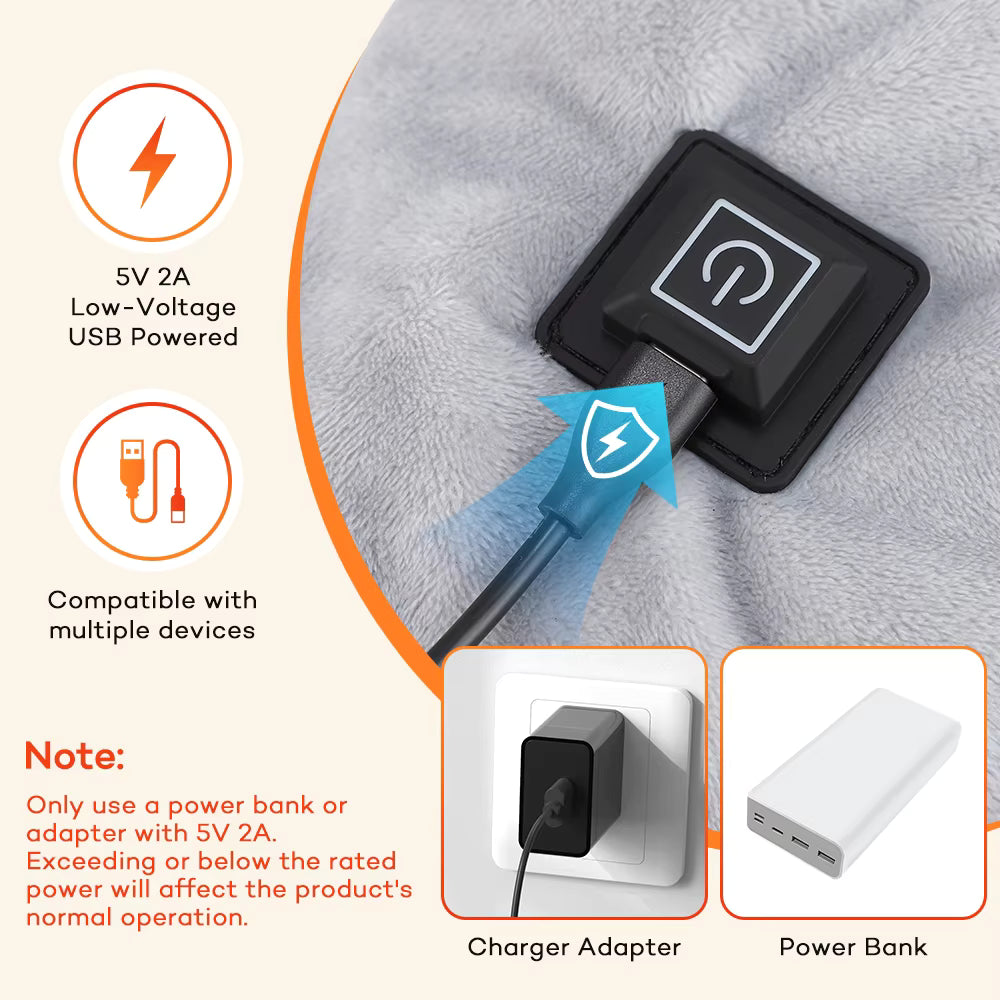 USB Heated Shoulder & Neck Wrap with 3 Temperature Settings – Electric 3-Zone Fast Heating Pad for Stiffness & Tension Relief