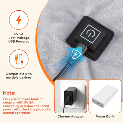 USB Heated Shoulder & Neck Wrap with 3 Temperature Settings – Electric 3-Zone Fast Heating Pad for Stiffness & Tension Relief