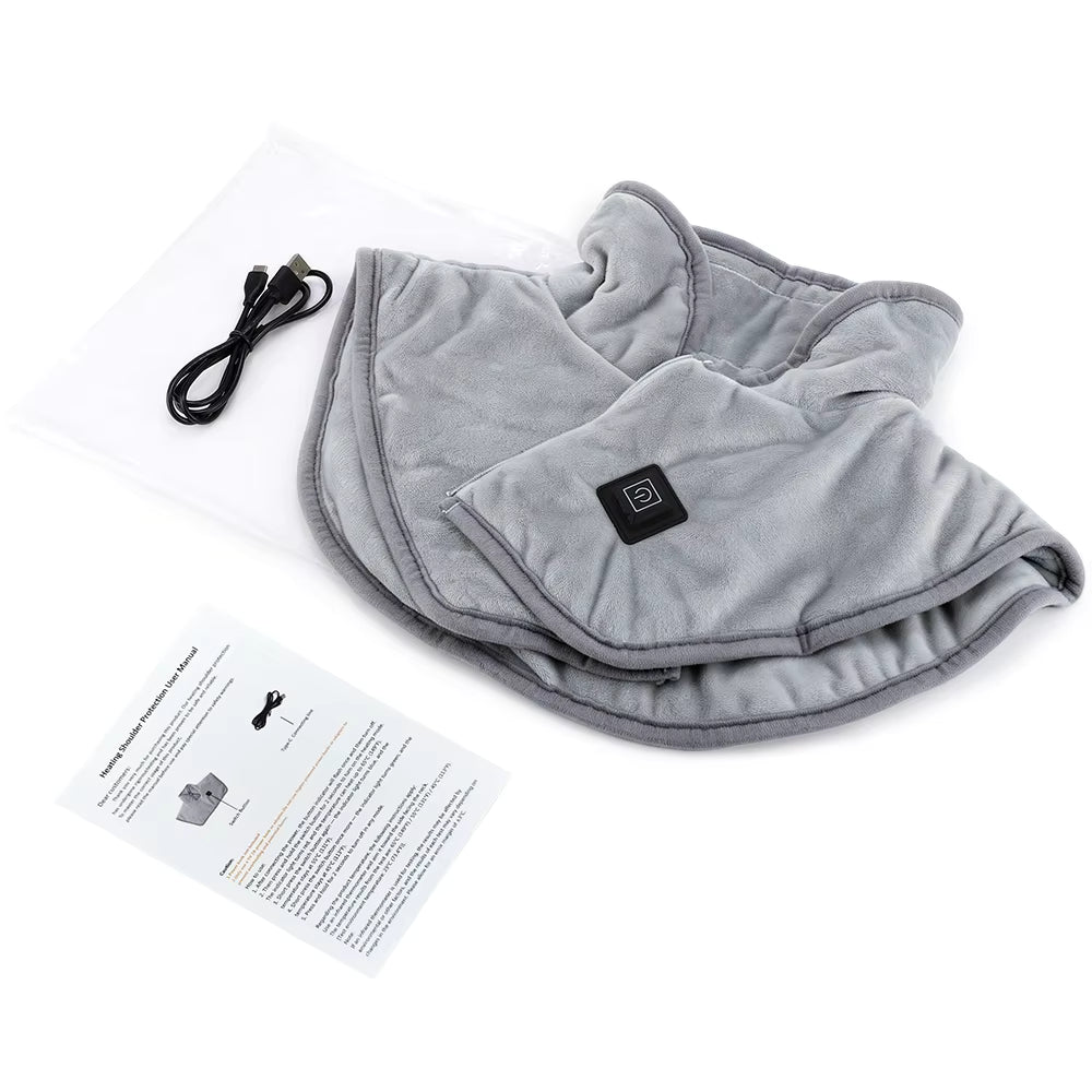 USB Heated Shoulder & Neck Wrap with 3 Temperature Settings – Electric 3-Zone Fast Heating Pad for Stiffness & Tension Relief