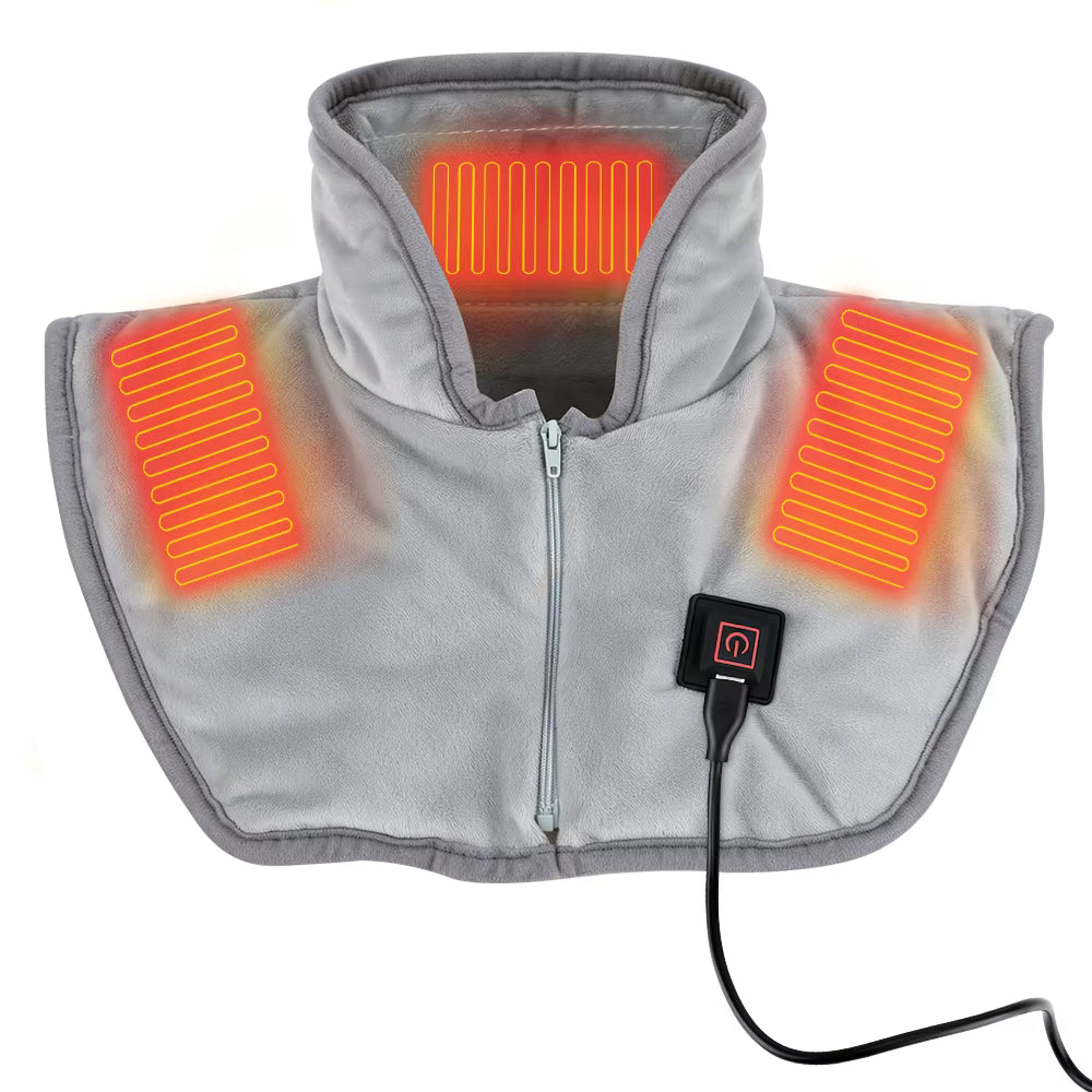 USB Heated Shoulder & Neck Wrap with 3 Temperature Settings – Electric 3-Zone Fast Heating Pad for Stiffness & Tension Relief