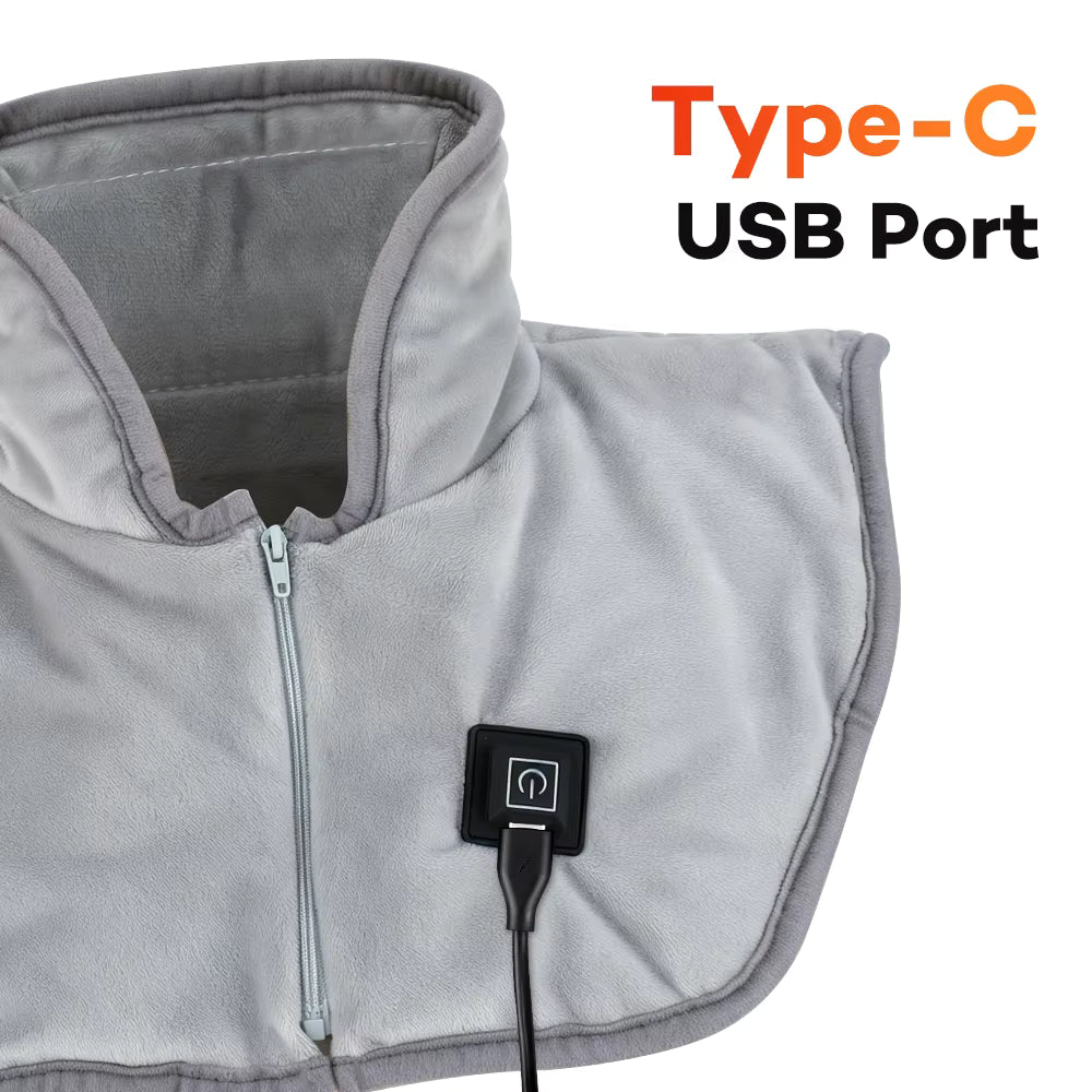 USB Heated Shoulder & Neck Wrap with 3 Temperature Settings – Electric 3-Zone Fast Heating Pad for Stiffness & Tension Relief